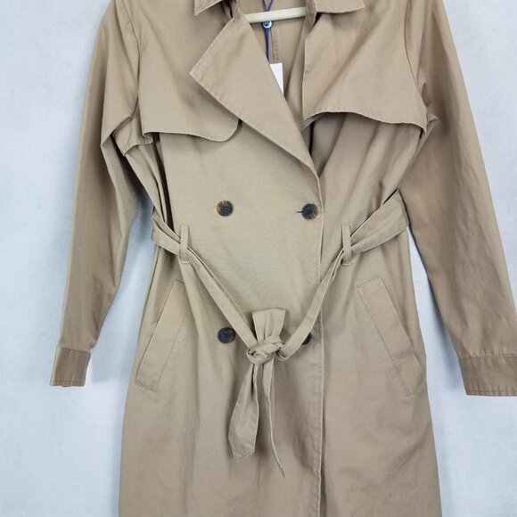 NEW Popsugar Women's XS Trench Coat in Beige / Tan 100% Cotton NWT $80 - Picture 3 of 11